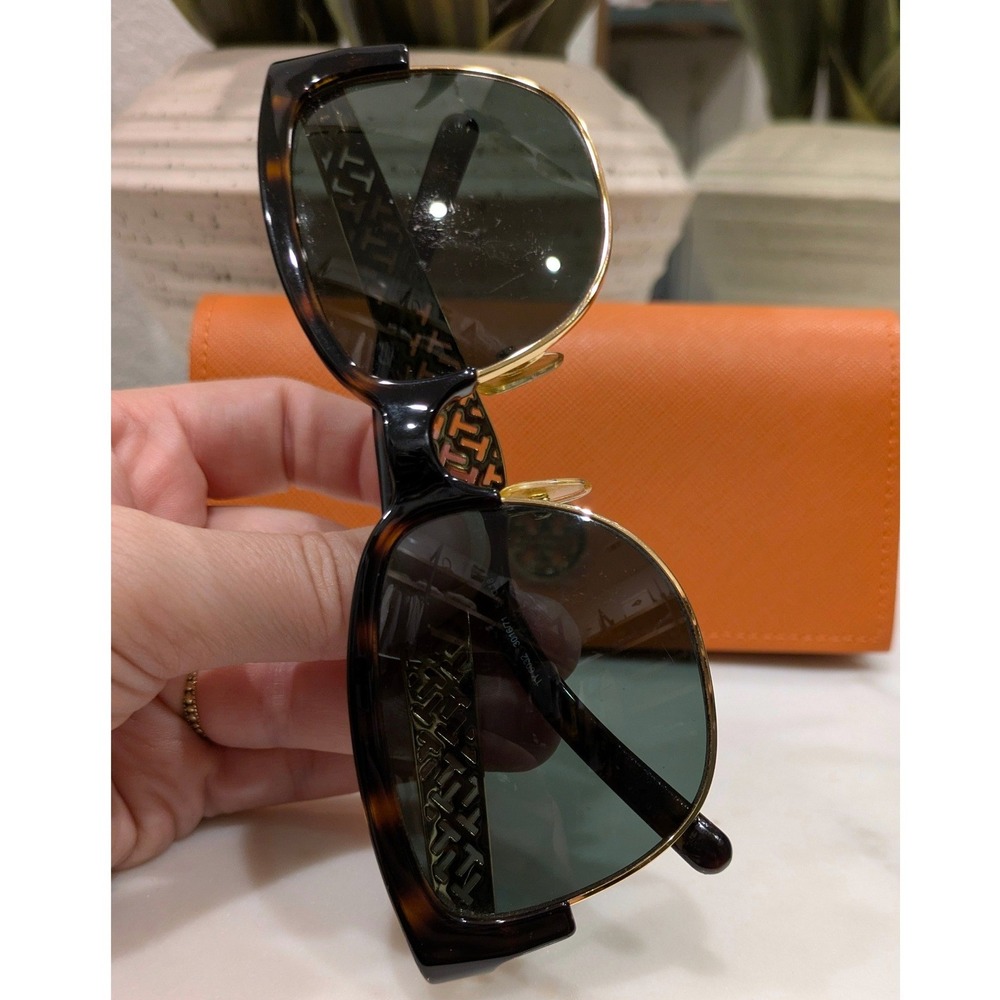 Tory Burch Sunglasses with Case Authentic Tortoise Gold Square Frames TY6032 - Picture 7 of 13